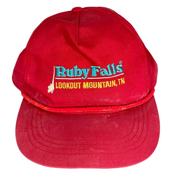 Vintage Ruby Falls Lookout Mountain TN Red Snapback Hat Cap Baseball Embroidered - Picture 1 of 8